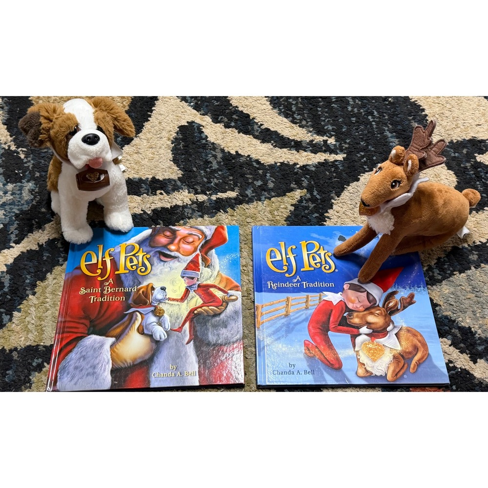 Elf on the Shelf Elf Pets Saint Bernard and Reindeer Book and Plush Bundle Set